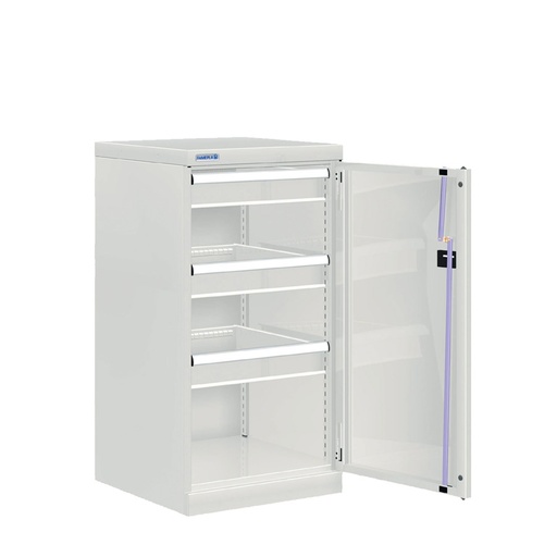 [022646] Armario metálico de puerta batiente con 3 cajones de extracción simple - Dim.: 512x555x1000h mm - Gris ral 7035
