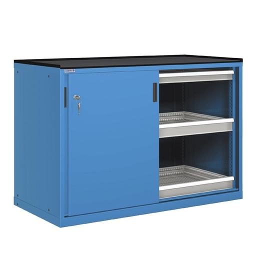 [022812] Cajonera de puertas correderas con 6 cajones de extracción simple - Dim.: 1431x780x1020h mm - Azul ral 5012