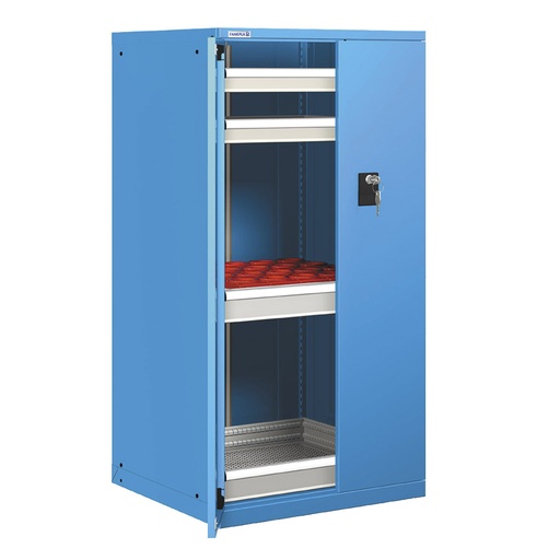 [023003] Cajonera de puertas batientes con 24 portaherramientas VDI 40 - Dim.: 717x748x1450h mm - Azul ral 5012
