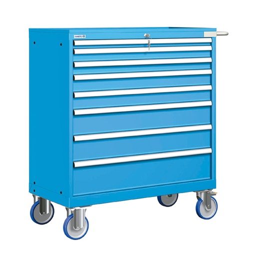 [023314] Cajonera móvil con 8 cajones - Dim.: 1108x580x1214h mm - Ruedas Ø150 mm goma - Azul ral 5012