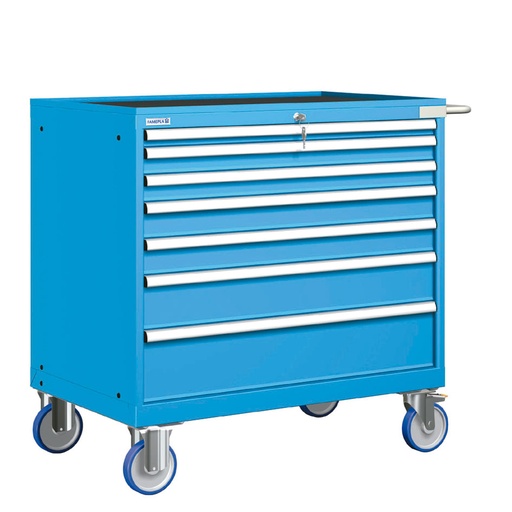 [023336] Cajonera móvil con 7 cajones - Dim.: 1108x733x1064h mm - Ruedas Ø150 mm goma - Azul ral 5012