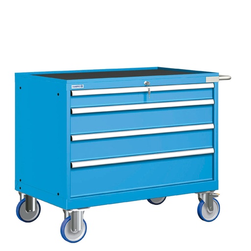 [023354] Cajonera móvil con 4 cajones - Dim.: 1108x733x914h mm - Ruedas Ø150 mm goma - Azul ral 5012