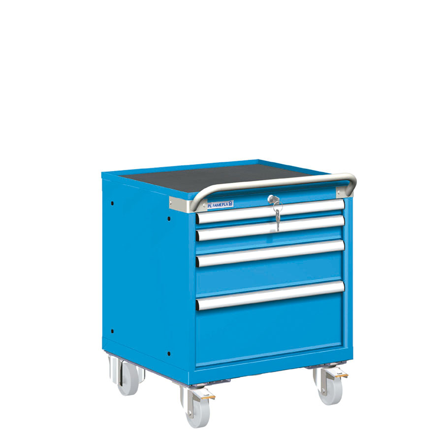 [023388] Carro cajonera móvil para herramientas con 4 cajones - Dim.: 557x627x705h mm - Ruedas Ø100 mm nylon - Azul ral 5012