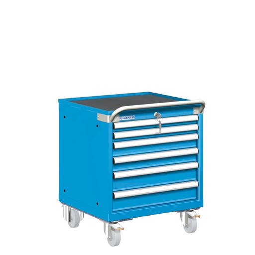 [023396] Carro cajonera móvil porta herramientas con 6 cajones - Dim.: 557x627x705h mm - Ruedas Ø100 mm nylon - Azul ral 5012
