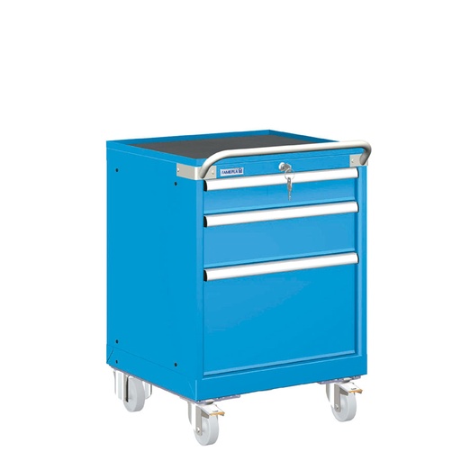 [023402] Carro cajonera móvil porta herramientas con 3 cajones - Dim.: 557x627x822h mm - Ruedas Ø100 mm nylon - Azul ral 5012