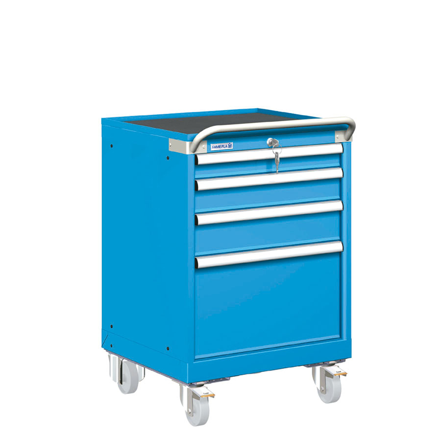 [023408] Carro cajonera móvil para herramientas con 4 cajones - Dim.: 557x627x872h mm - Ruedas Ø100 mm nylon - Azul ral 5012