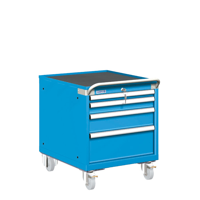 [023456] Carro cajonera móvil porta herramientas con 4 cajones - Dim.: 572x780x705h mm - Ruedas Ø100 mm nylon - Azul ral 5012
