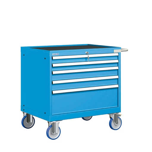 [023612] Cajonera móvil con 5 cajones - Dim.: 955x733x914h mm - Ruedas Ø150 mm goma - Azul ral 5012