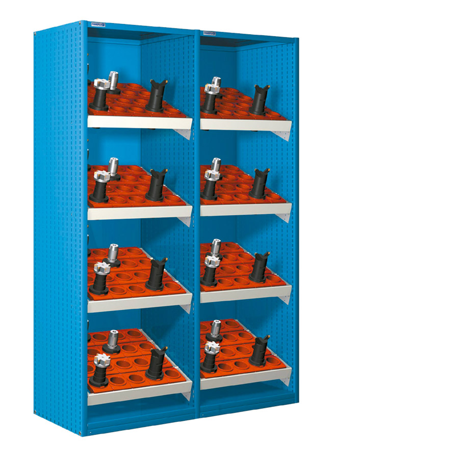 [023725] Armario metálico para CNC sin puertas, con 8 cuadros de inserción - Dim.: 1290x610x2000h mm - Azul ral 5012