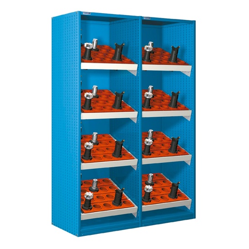 [023725] Armario metálico para CNC sin puertas, con 8 cuadros de inserción - Dim.: 1290x610x2000h mm - Azul ral 5012