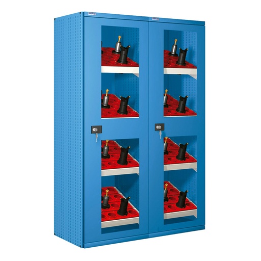 [023729] Armario metálico para CNC con puertas de ventana y 8 cuadros de inserción - 1290x635x2000h mm - Azul ral 5012