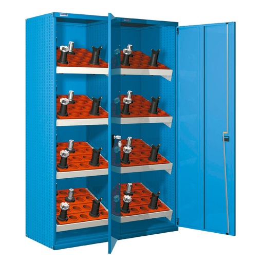 [023733] Armario metálico para CNC con puertas y 8 cuadros de inserción - Dim.: 1290x635x2000h mm - Azul ral 5012