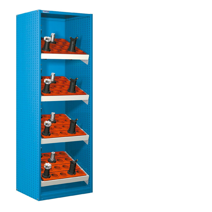 [023737] Armario metálico para CNC sin puertas, con 4 cuadros de inserción - Dim.: 660x610x2000h mm - Azul ral 5012