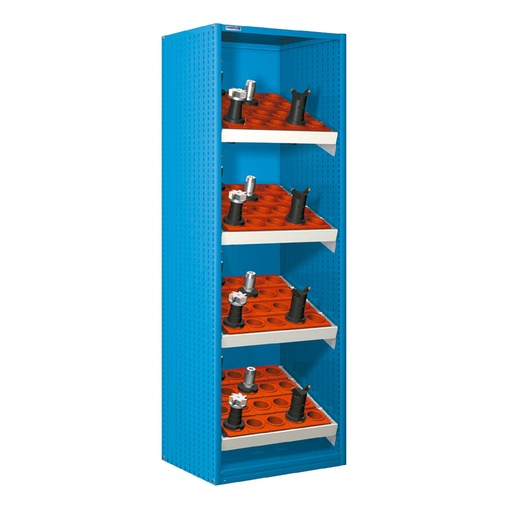 [023737] Armario metálico para CNC sin puertas, con 4 cuadros de inserción - Dim.: 660x610x2000h mm - Azul ral 5012