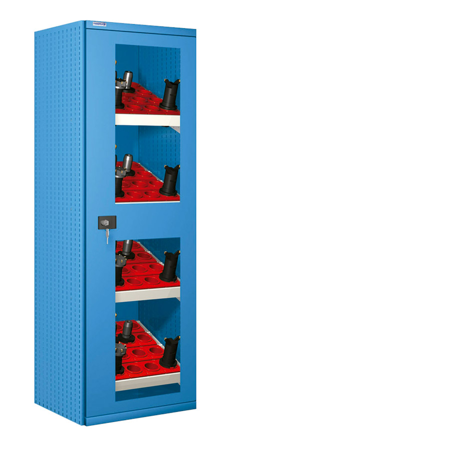 [023741] Armario metálico para CNC con puerta de ventana y 4 cuadros de inserción - Dim.: 660x610x2000h mm- Azul ral 5012