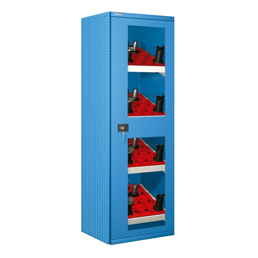 [023741] Armario metálico para CNC con puerta de ventana y 4 cuadros de inserción - Dim.: 660x610x2000h mm- Azul ral 5012