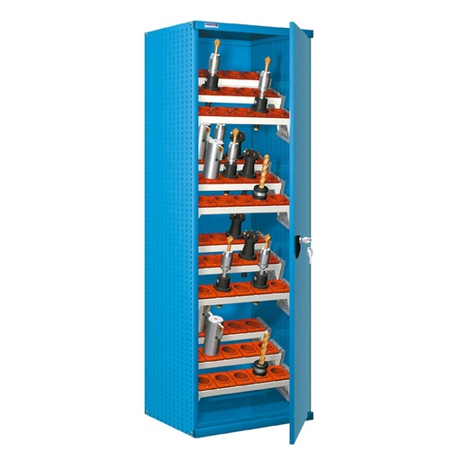 [023743] Armario metálico para CNC con puerta y 12 bandejas extraíbles - Dim.: 660x610x2000h mm- Azul ral 5012