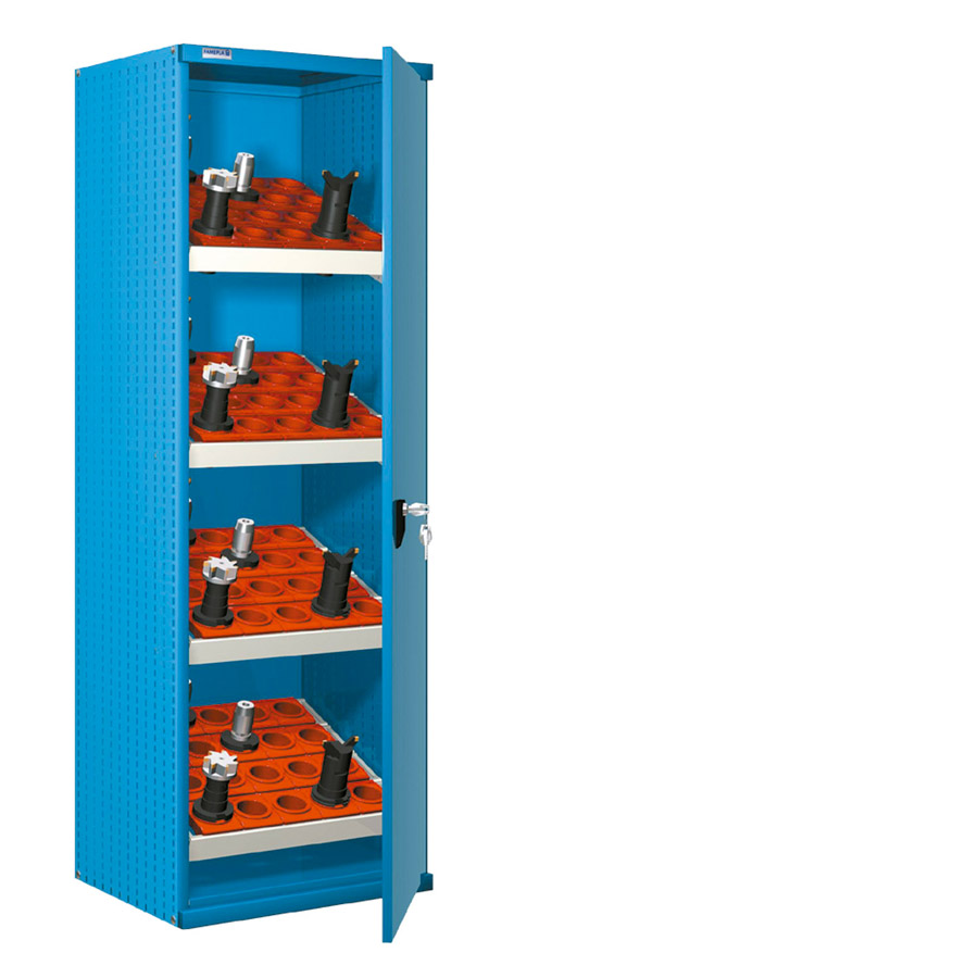 [023745] Armario metálico para CNC con puerta y 4 cuadros de inserción - Dim.: 660x610x2000h mm- Azul ral 5012