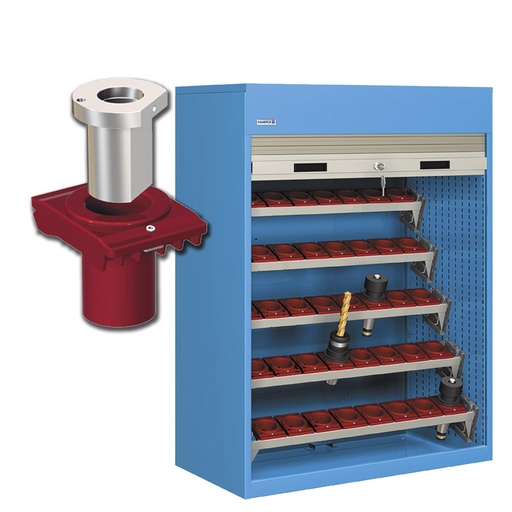 [023795] Armario de persiana, para herramientas de CNC, 5 bandejas extraíbles en ángulo - Dim.: 1040x635x1450h mm - Azul ral 5012