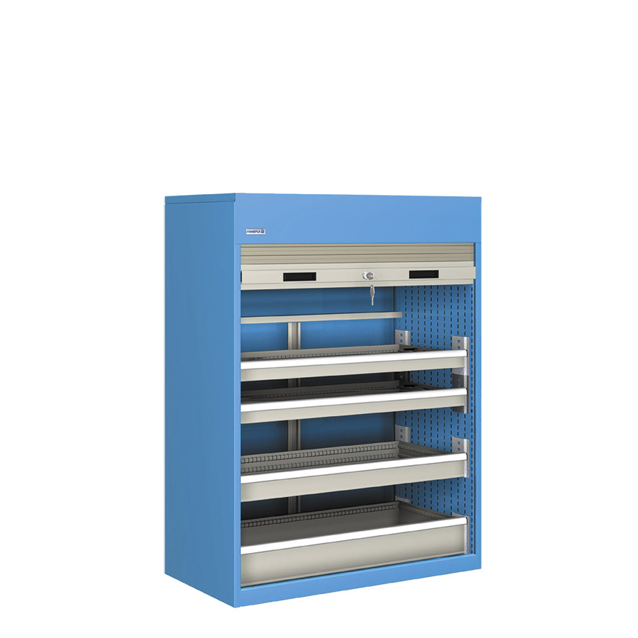 [023807] Armario de persiana con 4 cajones - Dim.: 1040x635x1450h mm - Azul ral 5012