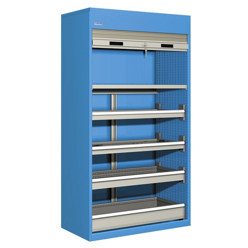 [023812] Armario de persiana con 1 estante y 4 cajones - Dim.: 1040x635x2000h mm - Azul ral 5012