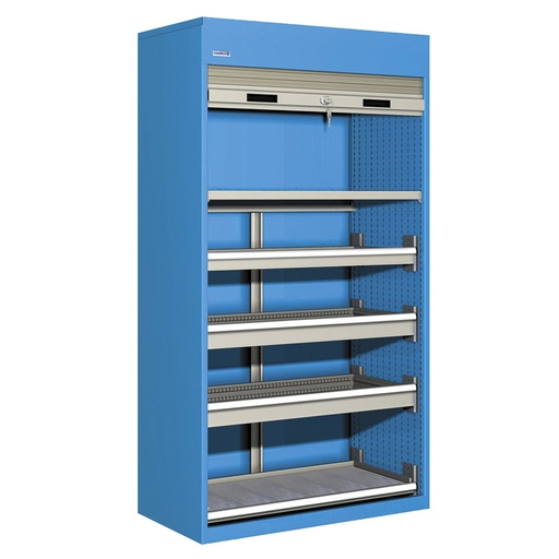 [023814] Armario de persiana con 2 estantes y 3 cajones - Dim.: 1040x635x2000h mm - Azul ral 5012