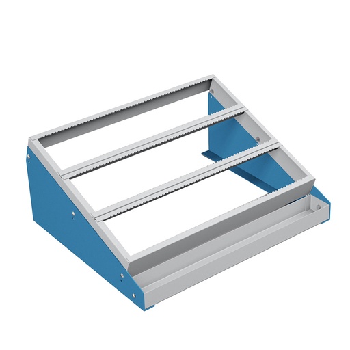 [023859] Soporte expositor de tres bandejas portaherramientas de control numérico (conos no incluidos) - Dim.: 588x500x255h mm - Azul ral 5012