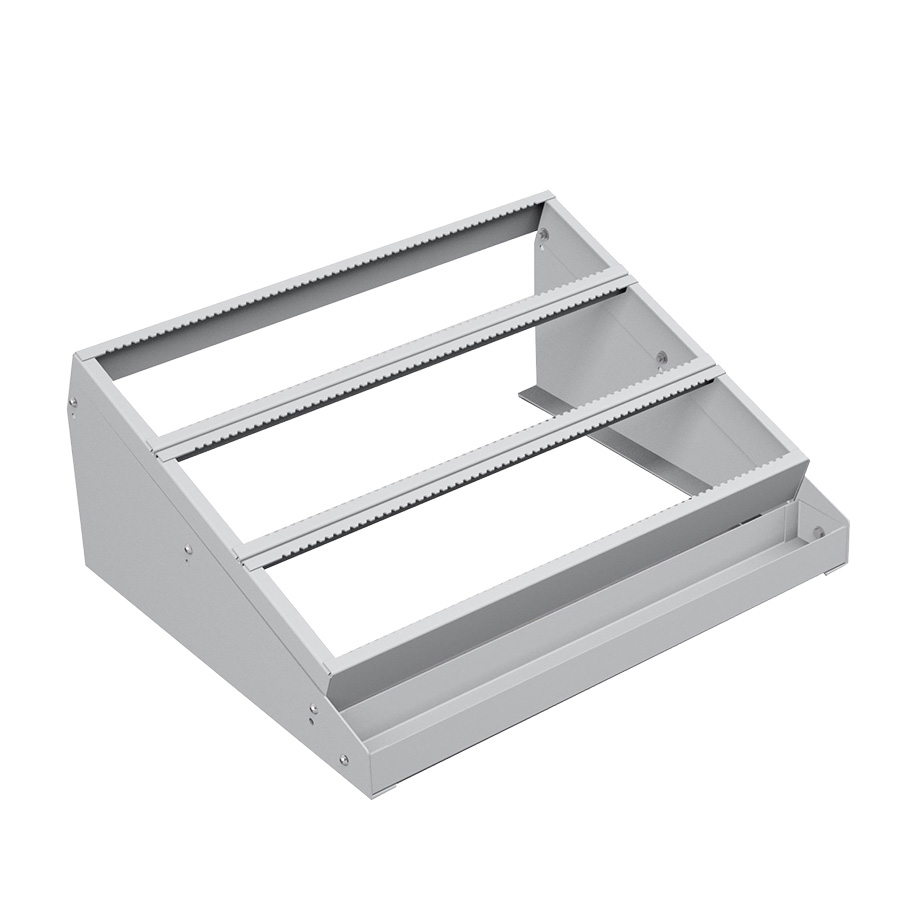 [023860] Soporte expositor de tres bandejas portaherramientas de control numérico (conos no incluidos) - Dim.: 588x500x255h mm - Gris ral 7035