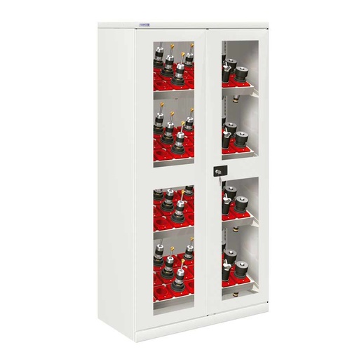 [024331] Armario metálico de puertas batientes con ventana para herramientas CNC - Dim.: 1026x555x2000h mm - Gris ral 7035