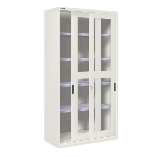 [024345] Armario de puertas correderas con ventana y 4 estantes ajustables - Dim.: 1026x450x2000h mm - gris ral 7035