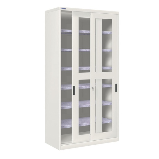 [024349] Armario de puertas correderas con ventana y 6 estantes ajustables - Dim.: 1026x450x2000h mm - gris ral 7035