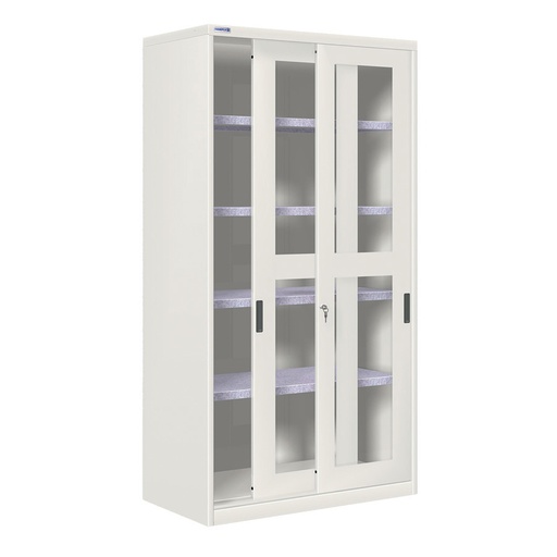 [024351] Armario de puertas correderas con ventana y 4 estantes ajustables - Dim.: 1026x600x2000h mm - gris ral 7035