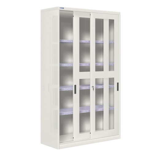 [024357] Armario de puertas correderas con ventana y 4 estantes ajustables - Dim.: 1200x450x2000h mm - gris ral 7035