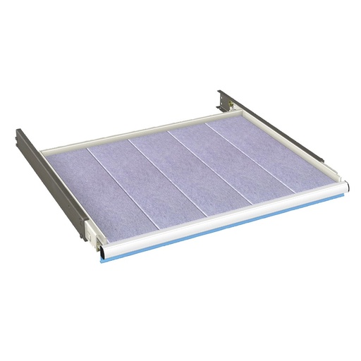 [024498] Estante metálico de extracción telescópica - Carga máx. 200 kg - Dim.: 612x459x52h mm - Azul ral 5012