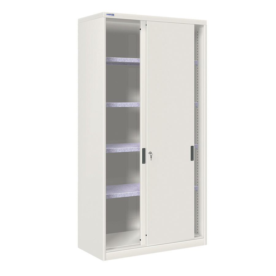 [024708] Armario de puertas correderas con 4 estantes ajustables - Dim.: 1026x450x2000h mm - gris ral 7035