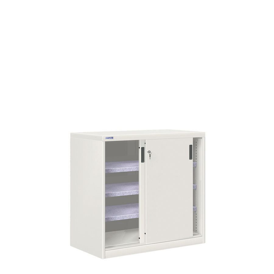 [024718] Armario de puertas correderas con 3 estantes ajustables - Dim.: 1026x600x1000h mm - gris ral 7035