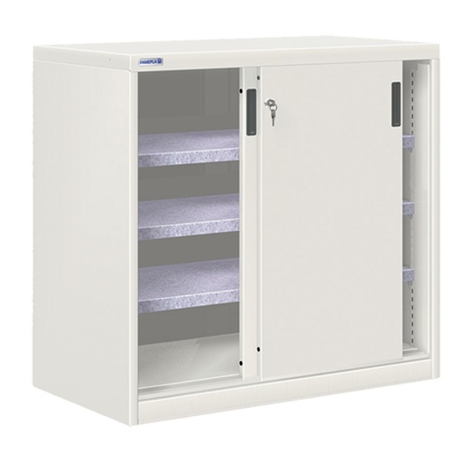 [024718] Armario de puertas correderas con 3 estantes ajustables - Dim.: 1026x600x1000h mm - gris ral 7035