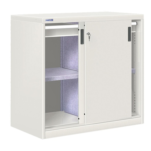 [024720] Armario de puertas correderas con divisor, 2 estantes y 2 cajones ext. simple - Dim.: 1026x600x1000h mm - gris ral 7035