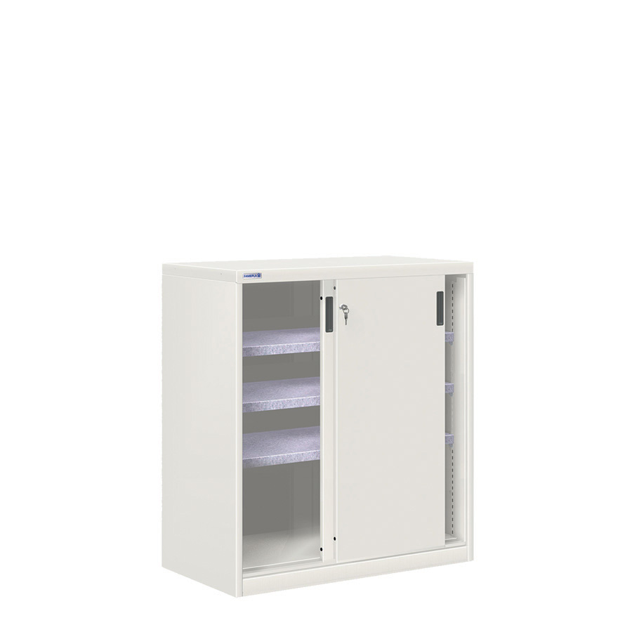 [024736] Armario de puertas correderas con 3 estantes ajustables - Dim.: 1026x600x1200h mm - gris ral 7035