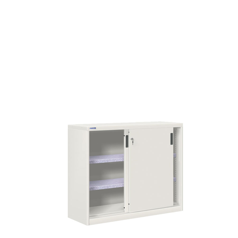 [024768] Armario de puertas correderas con 2 estantes ajustables - Dim.: 1200x450x1000h mm - gris ral 7035