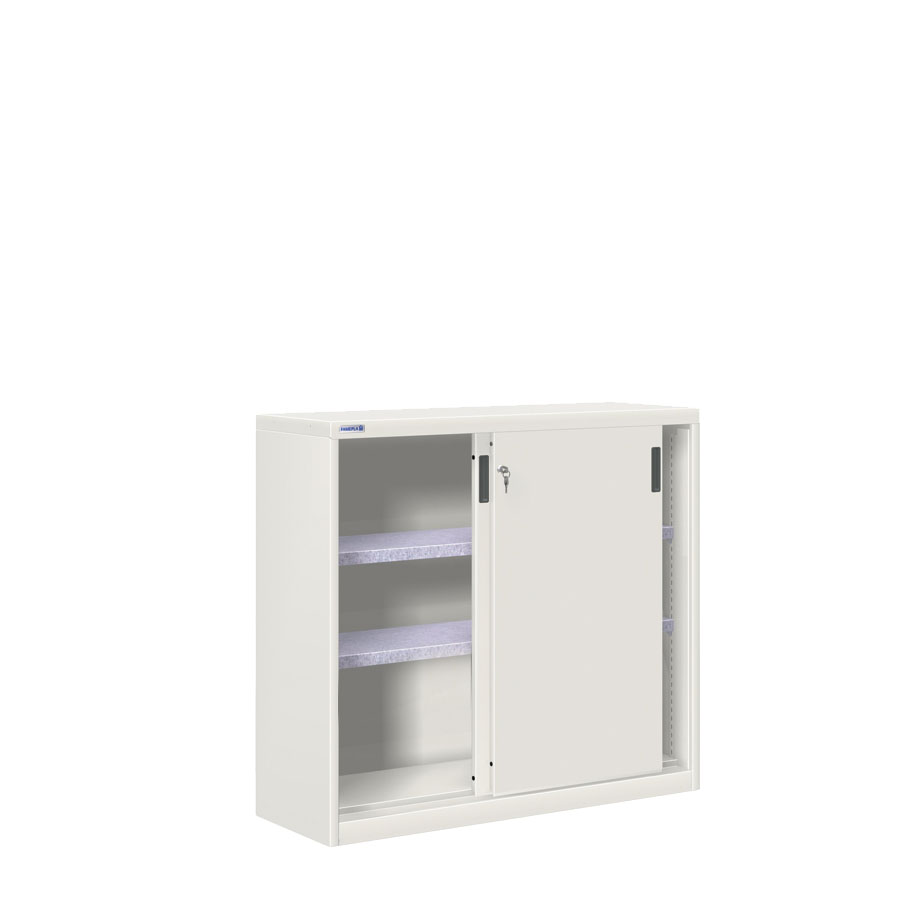 [024774] Armario de puertas correderas con 2 estantes ajustables - Dim.: 1200x450x1200h mm - gris ral 7035