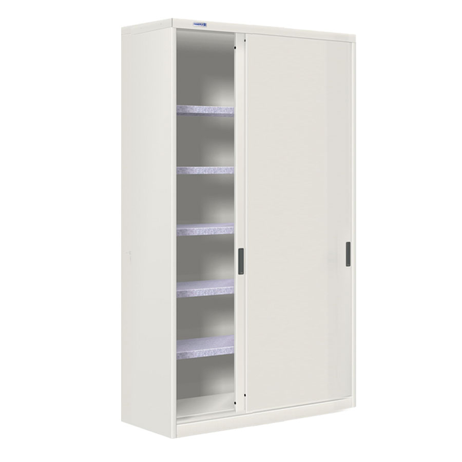 [024780] Armario de puertas correderas con 5 estantes ajustables - Dim.: 1200x450x2000h mm - gris ral 7035