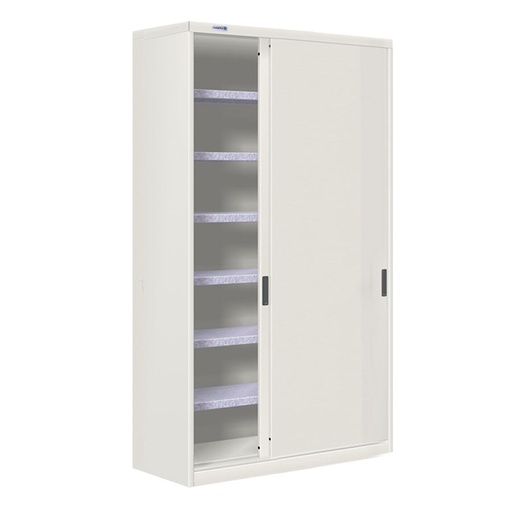 [024782] Armario de puertas correderas con 6 estantes ajustables - Dim.: 1200x450x2000h mm - gris ral 7035