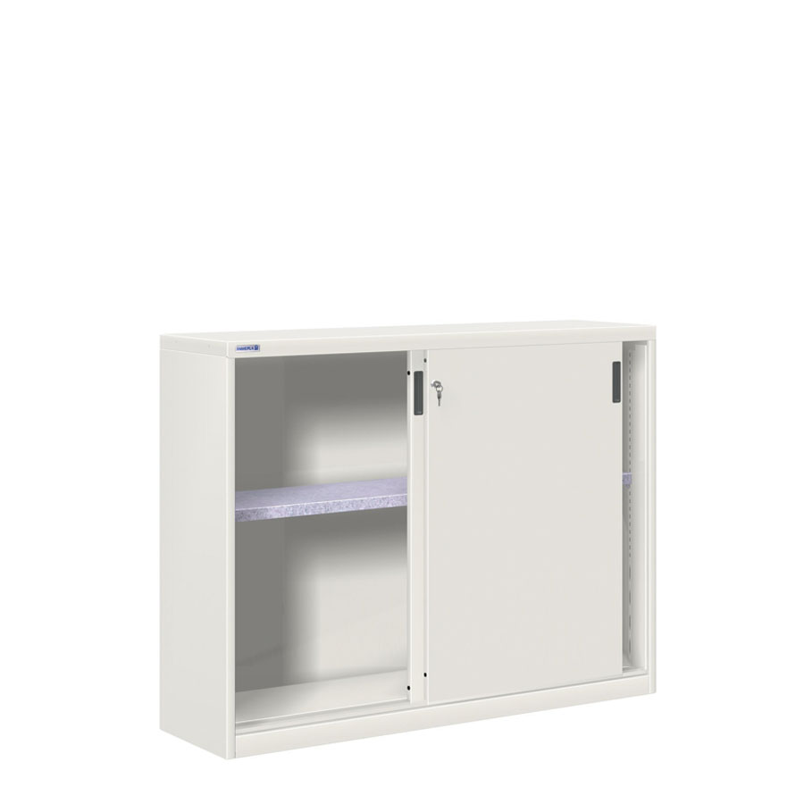 [024784] Armario de puertas correderas con 1 estante ajustable - Dim.: 1420x450x1000h mm - gris ral 7035