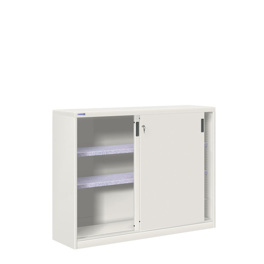 [024786] Armario de puertas correderas con 2 estantes ajustables - Dim.: 1420x450x1000h mm - gris ral 7035