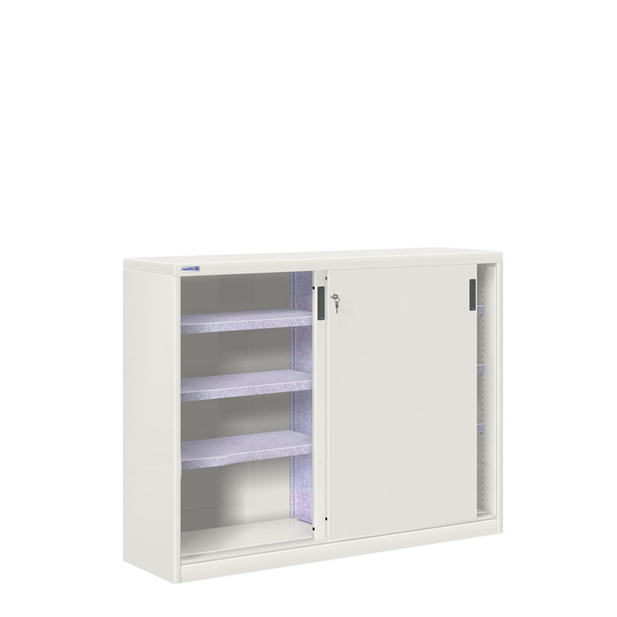 [024794] Armario de puertas correderas con divisor central y 6 estantes ajustables - Dim.: 1420x450x1000h mm - gris ral 7035