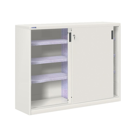 [024794] Armario de puertas correderas con divisor central y 6 estantes ajustables - Dim.: 1420x450x1000h mm - gris ral 7035