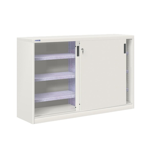 [024806] Armario de puertas correderas con divisor central y 6 estantes ajustables - Dim.: 1420x450x1200h mm - gris ral 7035