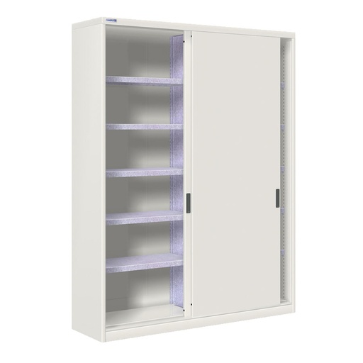 [024814] Armario de puertas correderas con divisor central y 10 estantes regulables - Dim.: 1420x450x2000h mm - gris ral 7035