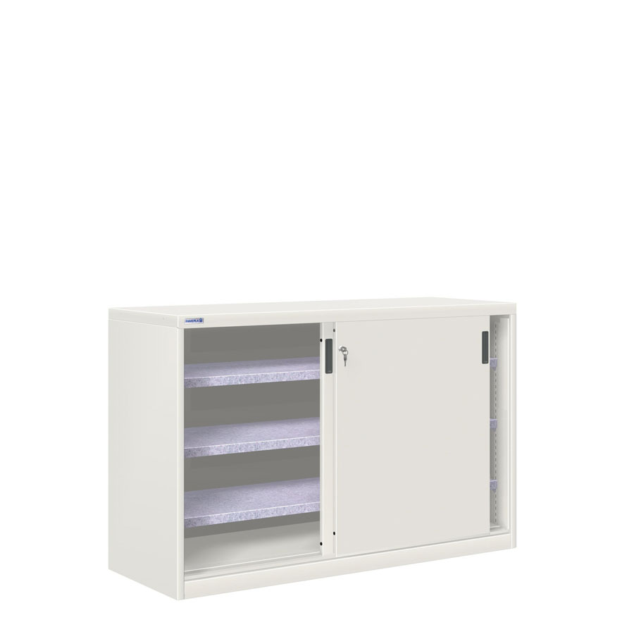 [024830] Armario de puertas correderas con 3 estantes ajustables - Dim.: 1420x600x1200h mm - gris ral 7035